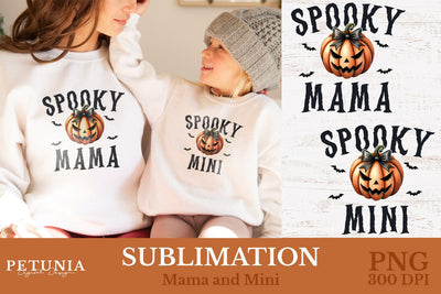 Coquette Halloween PNG | Halloween Mama and Mini PNG Sublimation Petunia Digital Design 