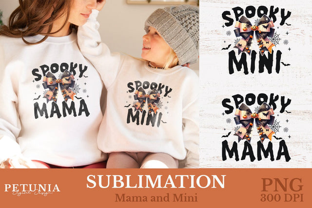 Coquette Halloween PNG | Halloween Mama and Mini PNG Sublimation Petunia Digital Design 