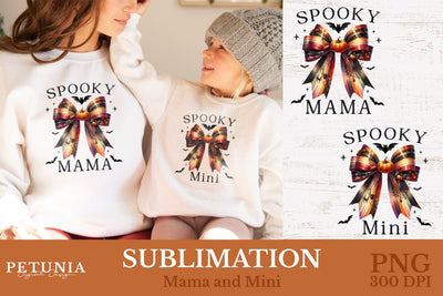 Coquette Halloween PNG | Halloween Mama and Mini PNG Sublimation Petunia Digital Design 