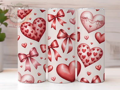 Coquette Heart Valentine Tumbler, Heart Design, Coquette Bow, Romantic Theme, Love Gift, 20Oz Tumbler, Sublimation Wrap Sublimation Lara' s Designs 