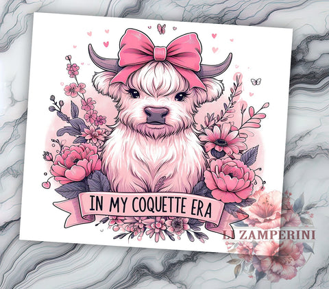Coquette Highland Cow 20oz Tumbler Wrap PNG, Floral Pink Bows Girly Tumbler Png, Straight & Tapered Tumbler Wrap, Instant Digital Download Sublimation Li Zamperini 