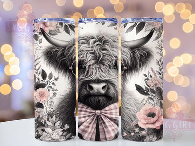 Coquette Highland Cow Tumbler, Highland Cow Tumbler, Cowgirl 20oz Wrap, Sublimation Design, Rustic Gift Idea, Stylish Cow Wrap, Country Coquette Tumbler Sublimation SvggirlplusArt 