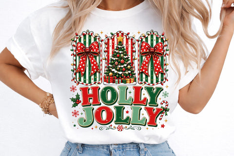 Coquette Holly Jolly Christmas Sublimation Png Sublimation designmaster24 