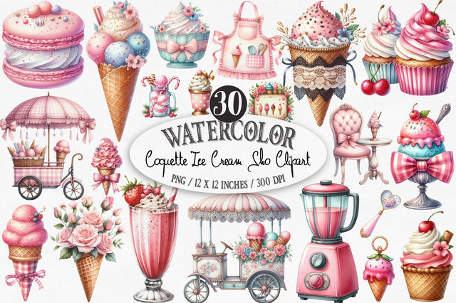 Coquette Ice Cream Shop Clipart Sublimation SVGista 