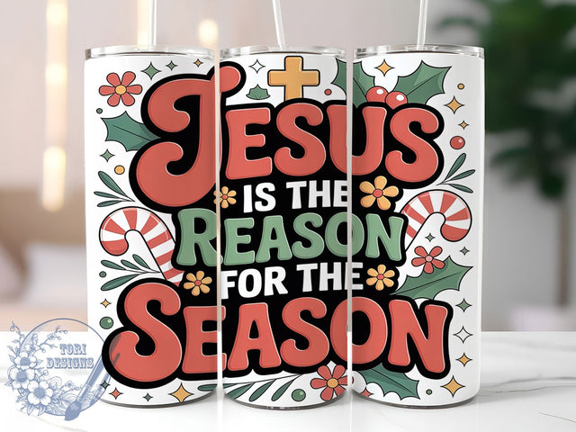 Coquette Jesus Is the Reason Tumbler, Christian Christmas Wrap, Coquette Bow Sublimation Design, Faith Holiday Cup, 20Oz Skinny Tumbler Wrap, Religious Christmas Mug, Inspirational Holiday Design Sublimation ToriDesigns 