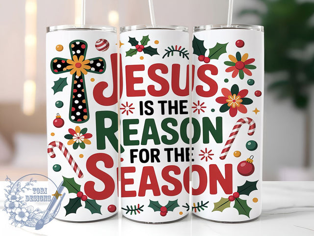 Coquette Jesus Is the Reason Tumbler, Christian Christmas Wrap, Coquette Bow Sublimation Design, Faith Holiday Cup, 20Oz Skinny Tumbler Wrap, Religious Christmas Mug, Inspirational Holiday Design Sublimation ToriDesigns 