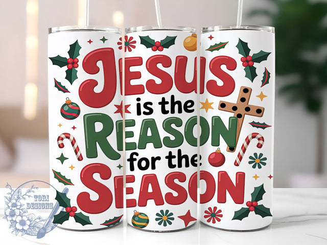 Coquette Jesus Is the Reason Tumbler, Christian Christmas Wrap, Coquette Bow Sublimation Design, Faith Holiday Cup, 20Oz Skinny Tumbler Wrap, Religious Christmas Mug, Inspirational Holiday Design Sublimation ToriDesigns 