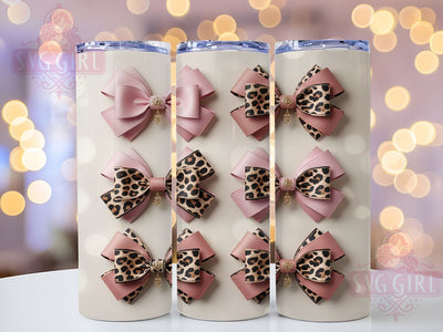 Coquette Leopard Bow Tumbler, Girly Pink Bow Tumbler, Cute 20oz Wrap, Sublimation Design, Stylish Coquette Gift, Leopard Print Wrap, Feminine Bow Tumbler Sublimation SvggirlplusArt 