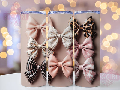 Coquette Leopard Bow Tumbler, Girly Pink Bow Tumbler, Cute 20oz Wrap, Sublimation Design, Stylish Coquette Gift, Leopard Print Wrap, Feminine Bow Tumbler Sublimation SvggirlplusArt 