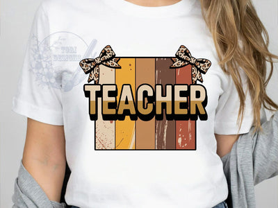 Coquette Leopard Teacher T-Shirt PNG, Leopard Print, Teacher Shirt, Bold Fashion, Sublimation PNG, Classroom Chic, Trendy Educator Sublimation ToriDesigns 