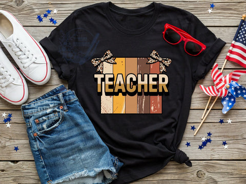 Coquette Leopard Teacher T-Shirt PNG, Leopard Print, Teacher Shirt, Bold Fashion, Sublimation PNG, Classroom Chic, Trendy Educator Sublimation ToriDesigns 