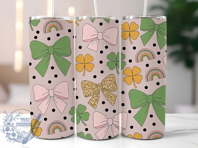 Coquette Lucky Shamrock Tumbler, St. Patrick’s Tumbler, Stylish 20oz Wrap, Sublimation Design, Trendy Gift Idea, Irish Coquette Wrap, Lucky Shamrock Tumbler Sublimation ToriDesigns 