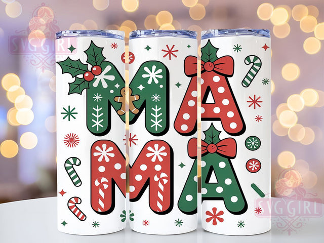 Coquette Mama Bow Christmas Tumbler, Mama Bow Wrap, Girly Holiday Design, Sublimation Cup, 20oz Skinny Tumbler, Cute Christmas Drinkware, Pink Bow Style Sublimation SvggirlplusArt 