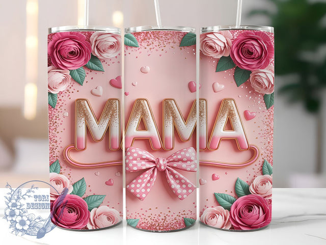 Coquette Mama Bow Tumbler, Mothers Day Wrap, Bow Aesthetic Design, Sublimation Cup, 20oz Skinny Tumbler, Feminine Drinkware, Cute Coquette Style Sublimation ToriDesigns 