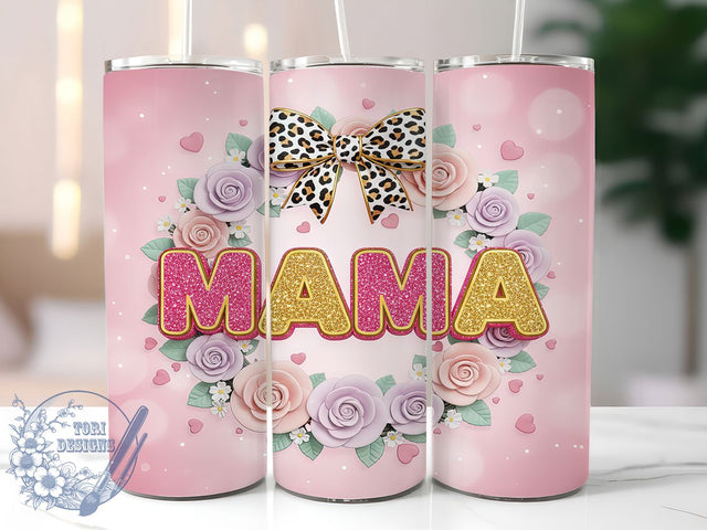 Coquette Mama Bow Tumbler, Mothers Day Wrap, Bow Aesthetic Design, Sublimation Cup, 20oz Skinny Tumbler, Feminine Drinkware, Cute Coquette Style Sublimation ToriDesigns 