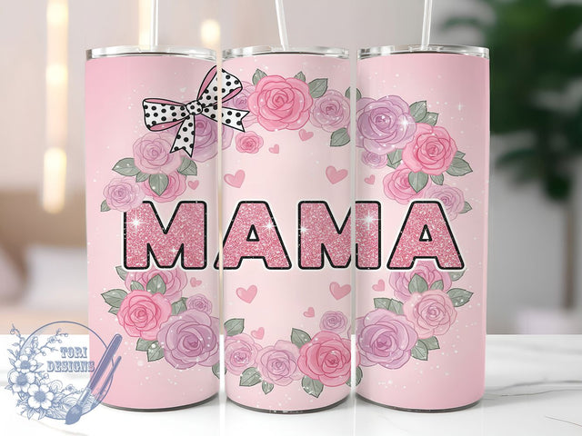 Coquette Mama Bow Tumbler, Mothers Day Wrap, Bow Aesthetic Design, Sublimation Cup, 20oz Skinny Tumbler, Feminine Drinkware, Cute Coquette Style Sublimation ToriDesigns 