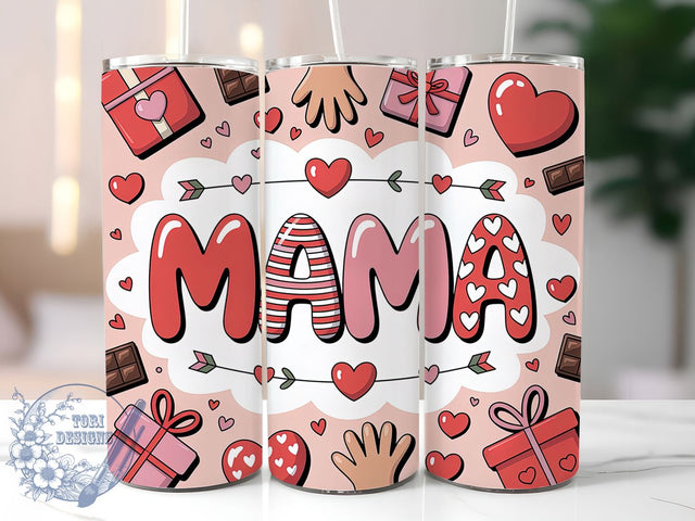 Coquette Mama Valentine Tumbler, Coquette Love Wrap, Romantic Mom Cup, 20oz Sublimation Wrap, Stylish Valentine Design Tumbler, Artistic Coquette Heart Cup, Whimsical Mama Love Theme Wrap Sublimation ToriDesigns 