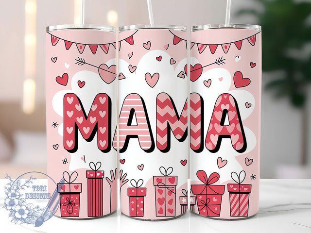 Coquette Mama Valentine Tumbler, Coquette Love Wrap, Romantic Mom Cup, 20oz Sublimation Wrap, Stylish Valentine Design Tumbler, Artistic Coquette Heart Cup, Whimsical Mama Love Theme Wrap Sublimation ToriDesigns 