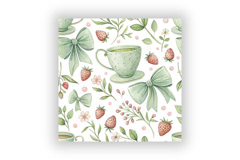 Coquette Matcha Strawberry Digital Paper, Seamless Kawaii Pattern Bundle, Printable Scrapbook Paper, Pastel Green Pink Design Collection Digital Pattern FloridPrintables 