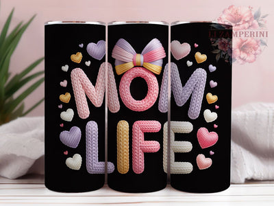 Coquette Mom Bow 20oz Tumbler, Coquette Bow Design, Faux Yarn Style, Sublimation Wrap, 20oz Tumbler, Trendy Mom Gift, Stylish Mom Life Sublimation Li Zamperini 