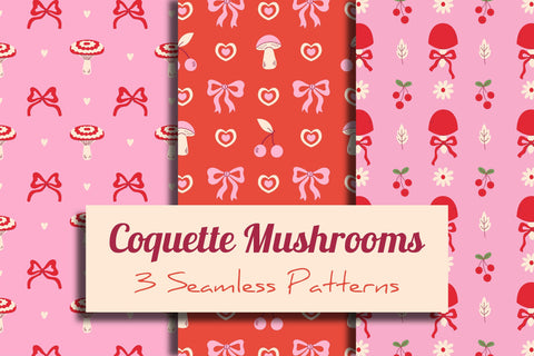 Coquette Mushrooms Seamless Patterns & Digital Papers Digital Pattern Rin Green 