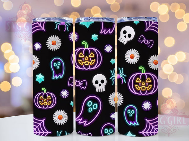 Coquette Neon Cute Girly Halloween Ghost Tumbler, Spooky Season Wrap, Cute Halloween Cup, Kawaii Ghost Design, 20Oz Sublimation Wrap, Bright Aesthetic Drinkware, Girly Halloween Tumbler Sublimation SvggirlplusArt 