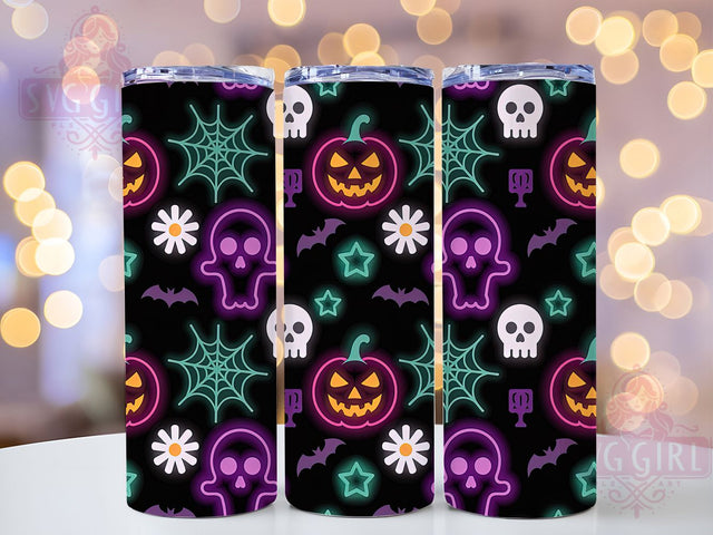 Coquette Neon Cute Girly Halloween Ghost Tumbler, Spooky Season Wrap, Cute Halloween Cup, Kawaii Ghost Design, 20Oz Sublimation Wrap, Bright Aesthetic Drinkware, Girly Halloween Tumbler Sublimation SvggirlplusArt 