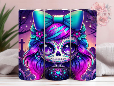 Coquette Pastel Cute Skeleton Halloween Tumbler, Cute Spooky Wrap, Halloween Bow Design, 20Oz Skinny Tumbler, Girly Goth Sublimation, Pastel Skeleton Drinkware, Creepy Cute Tumbler Sublimation Li Zamperini 