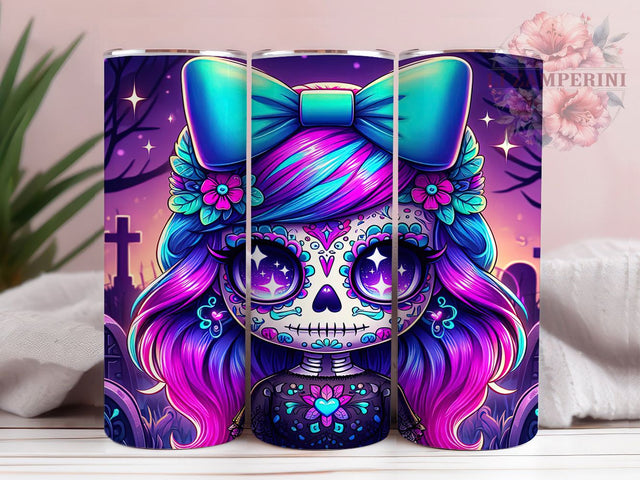 Coquette Pastel Cute Skeleton Halloween Tumbler, Cute Spooky Wrap, Halloween Bow Design, 20Oz Skinny Tumbler, Girly Goth Sublimation, Pastel Skeleton Drinkware, Creepy Cute Tumbler Sublimation Li Zamperini 
