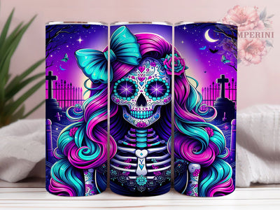 Coquette Pastel Cute Skeleton Halloween Tumbler, Cute Spooky Wrap, Halloween Bow Design, 20Oz Skinny Tumbler, Girly Goth Sublimation, Pastel Skeleton Drinkware, Creepy Cute Tumbler Sublimation Li Zamperini 