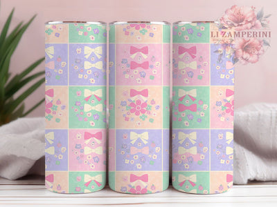 Coquette Pastel Patchwork Tumbler, Pastel Bows Wrap, Floral Patchwork Cup, 20oz Sublimation Wrap, Stylish Coquette Design Tumbler, Artistic Pastel Floral Cup, Cute Patchwork Theme Wrap Sublimation Li Zamperini 