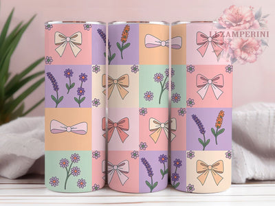 Coquette Pastel Patchwork Tumbler, Pastel Bows Wrap, Floral Patchwork Cup, 20oz Sublimation Wrap, Stylish Coquette Design Tumbler, Artistic Pastel Floral Cup, Cute Patchwork Theme Wrap Sublimation Li Zamperini 