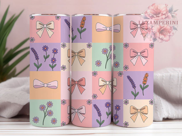 Coquette Pastel Patchwork Tumbler, Pastel Bows Wrap, Floral Patchwork Cup, 20oz Sublimation Wrap, Stylish Coquette Design Tumbler, Artistic Pastel Floral Cup, Cute Patchwork Theme Wrap Sublimation Li Zamperini 