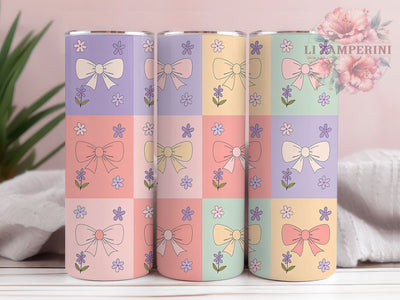 Coquette Pastel Patchwork Tumbler, Pastel Bows Wrap, Floral Patchwork Cup, 20oz Sublimation Wrap, Stylish Coquette Design Tumbler, Artistic Pastel Floral Cup, Cute Patchwork Theme Wrap Sublimation Li Zamperini 