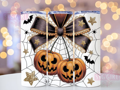 Coquette Pastel Pumpkin Halloween Tumbler, Cute Pumpkin Cup, Pastel Spooky Wrap, 20Oz Sublimation Design, Girly Halloween Drinkware, Bow Aesthetic Tumbler, Soft Spooky Season Mug Sublimation SvggirlplusArt 