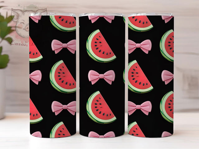 Coquette Pastel Summer Watermelon Tumbler, Fruits Tumbler Wrap, Summer Drinkware Design, 20Oz Tumbler Sublimation, Cute Fruit Cup, Girly Summer Mug, Pastel Watermelon Wrap Sublimation Lara' s Designs 