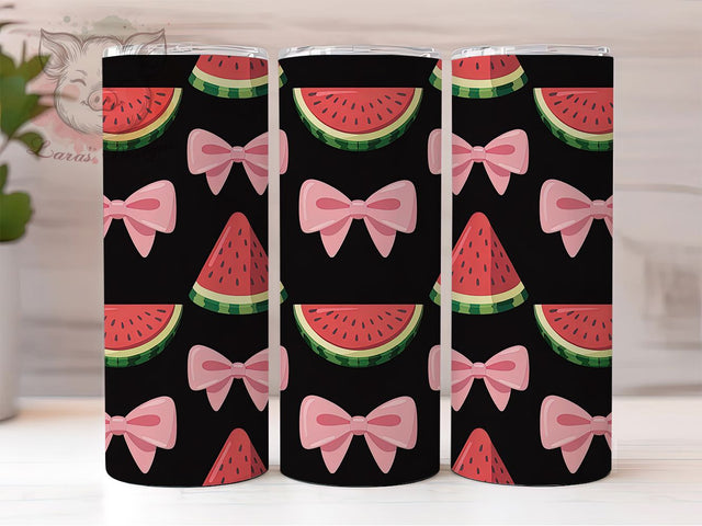 Coquette Pastel Summer Watermelon Tumbler, Fruits Tumbler Wrap, Summer Drinkware Design, 20Oz Tumbler Sublimation, Cute Fruit Cup, Girly Summer Mug, Pastel Watermelon Wrap Sublimation Lara' s Designs 
