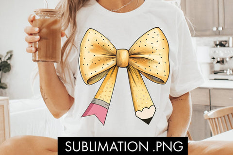 Coquette Pencil Bow School PNG Sublimation Sublimation Freeling Design House 