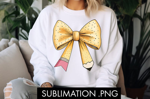 Coquette Pencil Bow School PNG Sublimation Sublimation Freeling Design House 