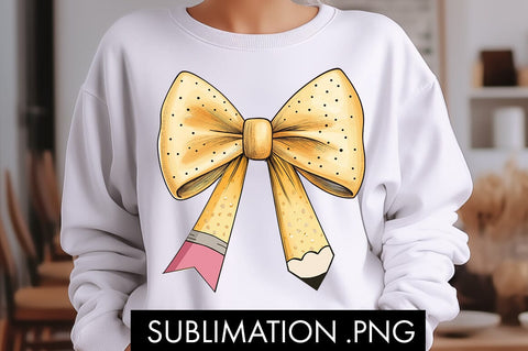 Coquette Pencil Bow School PNG Sublimation Sublimation Freeling Design House 