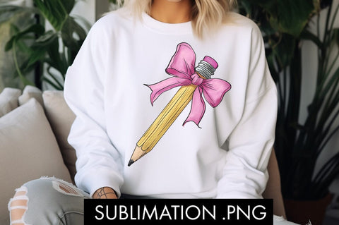 Coquette Pencil Bow Teacher PNG Sublimation Sublimation Freeling Design House 