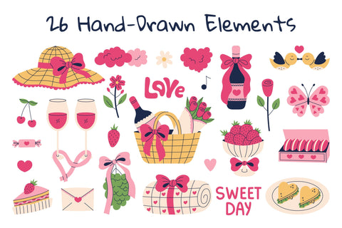 Coquette Picnic Valentine’s Day PNG Clipart Sublimation Rin Green 