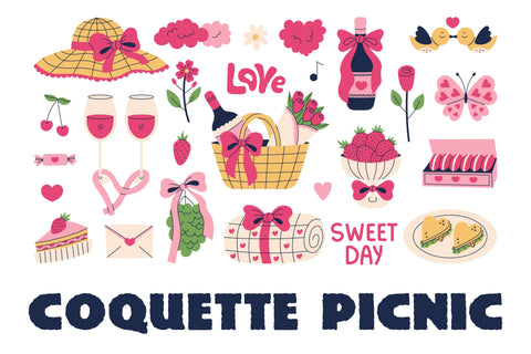 Coquette Picnic Valentine’s Day PNG Clipart Sublimation Rin Green 