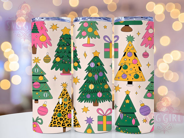 Coquette Pink Bow Christmas Tumbler, Pink Bow Holiday Art, Brush Stroke Christmas Graphic, Elegant Festive Pattern, Chic Holiday Style, 20oz Tumbler, Sublimation Design Sublimation SvggirlplusArt 