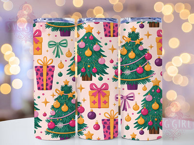 Coquette Pink Bow Christmas Tumbler, Pink Bow Holiday Art, Brush Stroke Christmas Graphic, Elegant Festive Pattern, Chic Holiday Style, 20oz Tumbler, Sublimation Design Sublimation SvggirlplusArt 