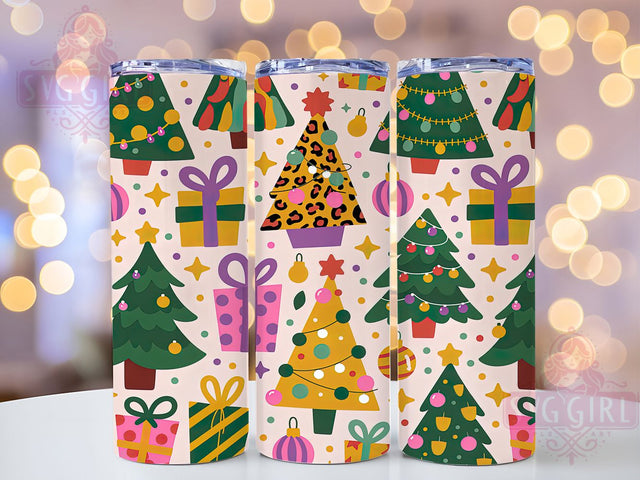 Coquette Pink Bow Christmas Tumbler, Pink Bow Holiday Art, Brush Stroke Christmas Graphic, Elegant Festive Pattern, Chic Holiday Style, 20oz Tumbler, Sublimation Design Sublimation SvggirlplusArt 