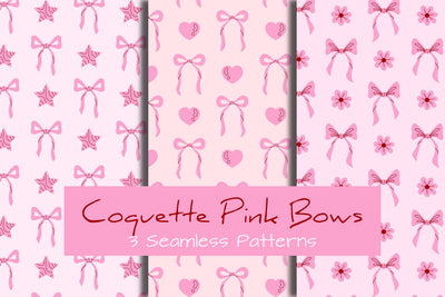 Coquette Pink Bows Seamless Patterns & Digital Papers Digital Pattern Rin Green 