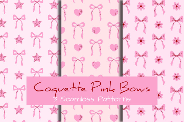 Coquette Pink Bows Seamless Patterns & Digital Papers Digital Pattern Rin Green 