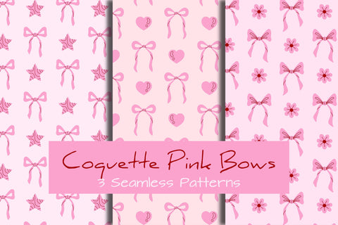 Coquette Pink Bows Seamless Patterns & Digital Papers Digital Pattern Rin Green 