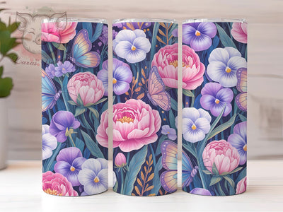 Coquette Pink Butterfly Floral Tumbler, Butterfly Floral Tumbler, Elegant Pink Wrap, Whimsical Butterfly Wrap, Artistic Floral Wrap, Sublimation Design, Trendy Gift Idea Sublimation Lara' s Designs 